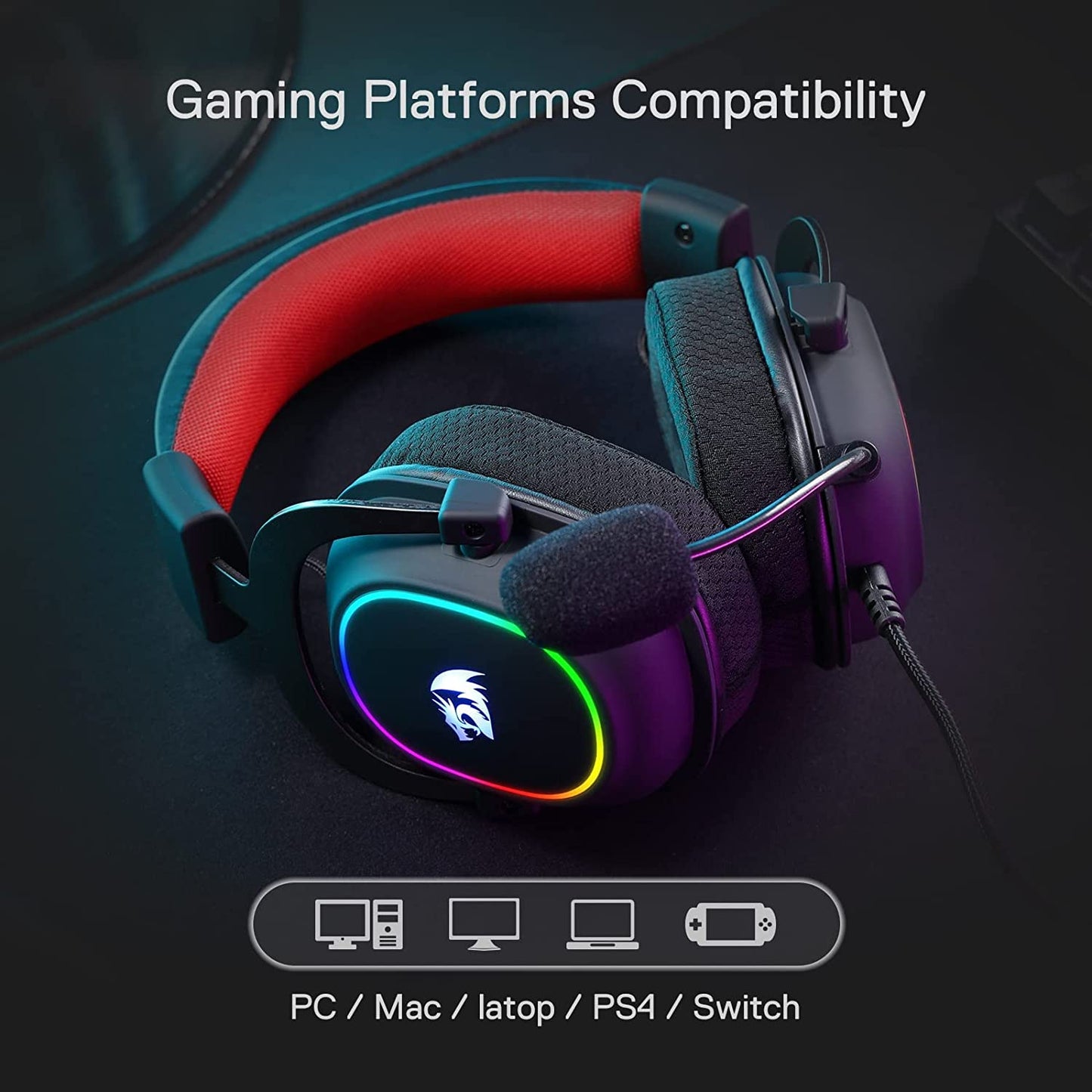 Redragon H510 RGB Zeus X USB Gaming Headset, 7.1 Surround Sound (Black)