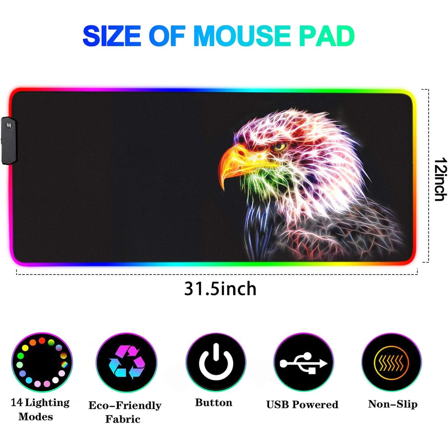 Eagle RGB Gaming Mouse Pad – 80×30 CM
