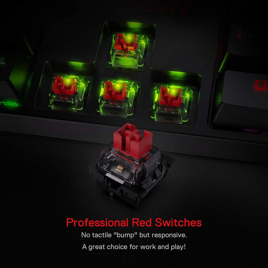 Redragon K582 RGB SURARA Mechanical Gaming Keyboard, Red Switches Linear and Quiet