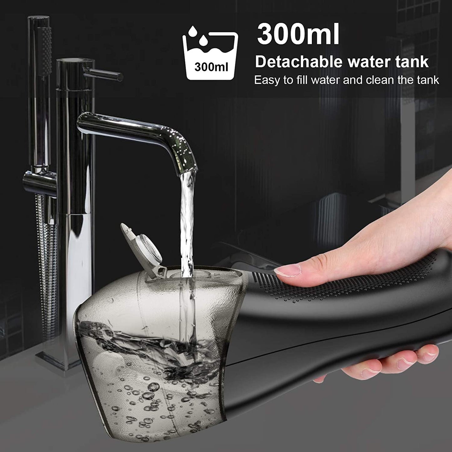 h2ofloss Portable Dental Water Flosser With 6 Jet Black