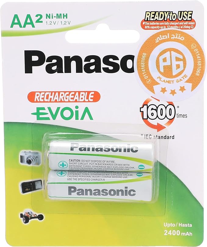 Panasonic 2-Piece AA2 Rechargeable Batteries White/Green