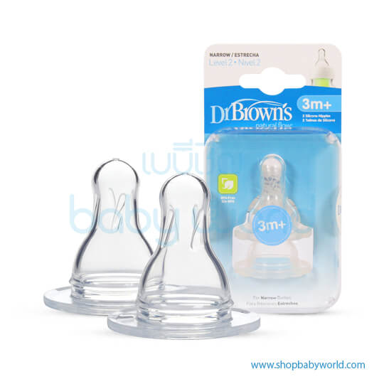 Dr. Brown’s Level-2 Silicone Narrow Anti-Colic Nipple, 2-Pack