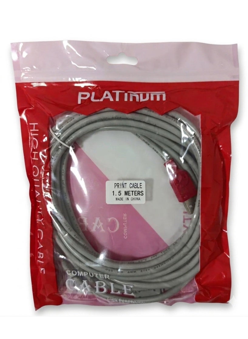 High Speed USB Printer Cable 1.5 Meter for Computers, Printers, and Office Devices Durable High Quality Data Transfer Ca