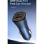60W Dual Port PD and QC Super Fast Car Charger, USB-C Power Delivery 30W and USB-A Quick Charge 30W Car Charging Adapter