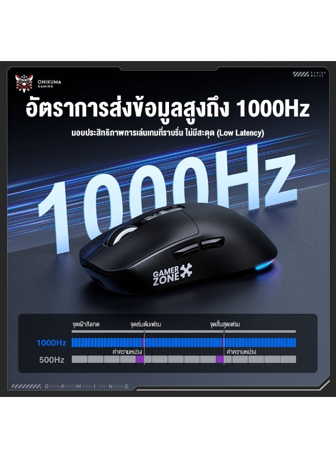 Tri-Mode RGB Wireless Gaming Mouse Black Edition, High-Precision Bluetooth, 2.4GHz Wireless & Wired Gaming Mouse for PC,