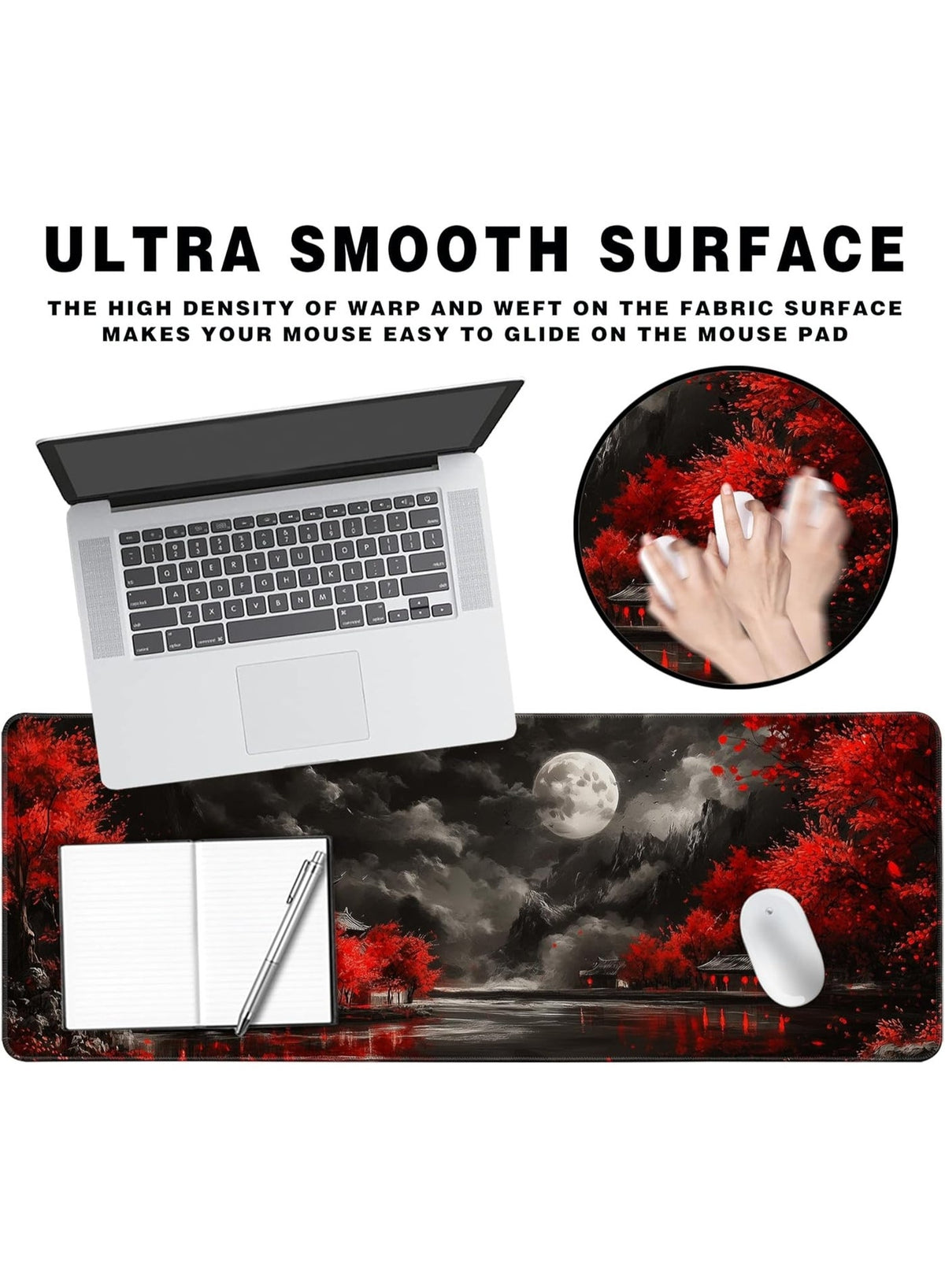 Large Gaming Mouse Pad Extended Anime Large Desk Pad with Non-Slip Base Full Keyboard Mat with Stitched Edges for Gaming