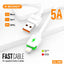 5A USB to Lightning Cable, 1m, supports fast charging and data transfer. Premium copper core, durable tangle-resistant d