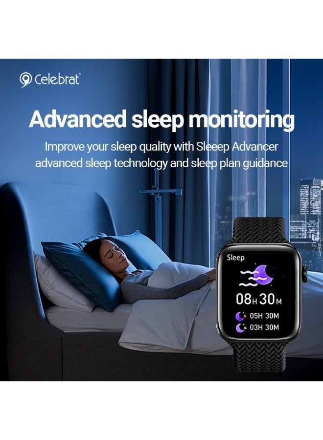 SW-13 Smart Watch with Bluetooth Calling, 2 Interchangeable Watch Bands, Heart Rate & Sleep Monitor, Multi-Sport Fitness