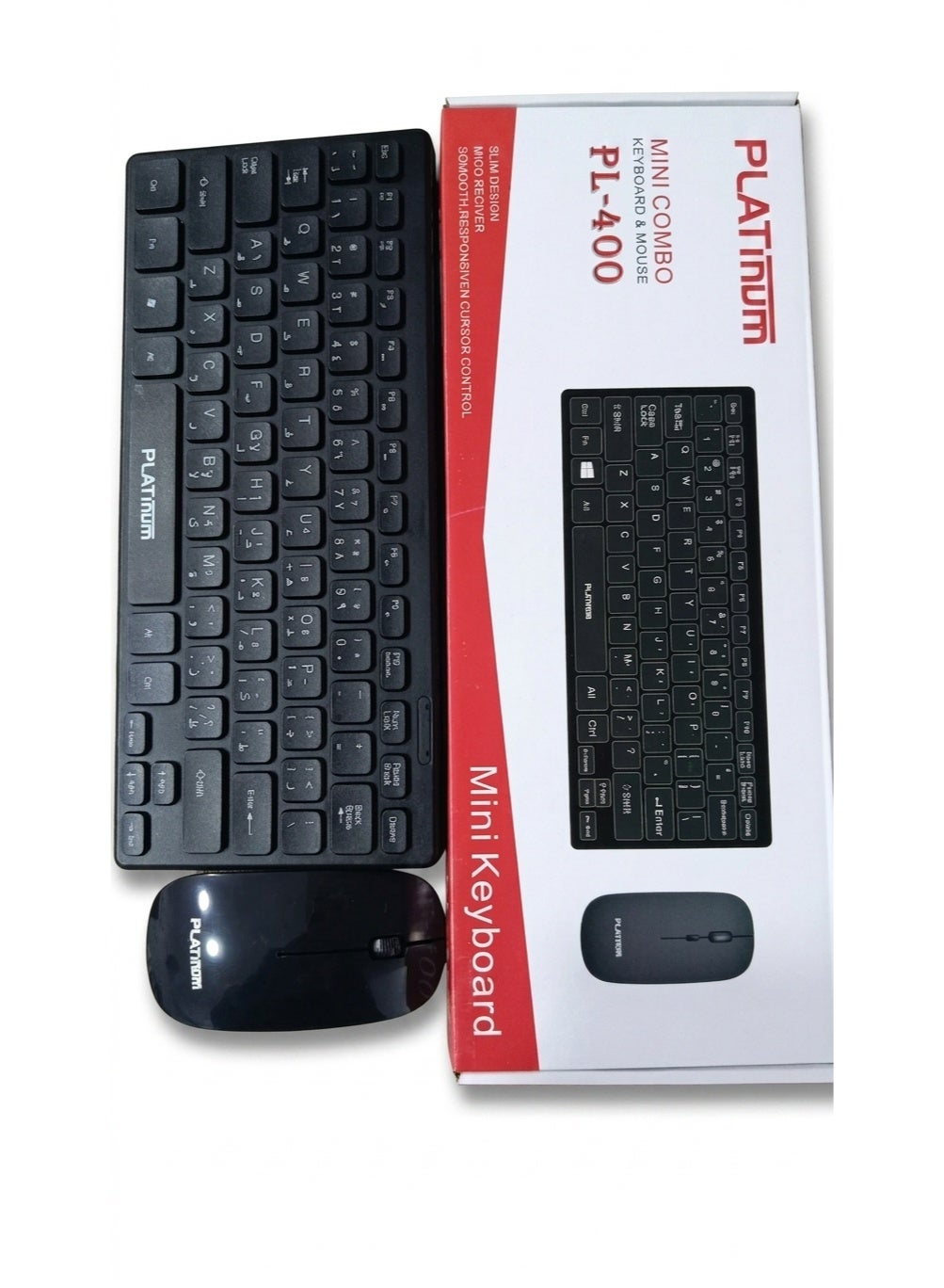 PL-400 Mini Wireless Keyboard & Mouse Combo Set with Slim Design and Micro Receiver Compact PL-400 Portable Combo Kit fo