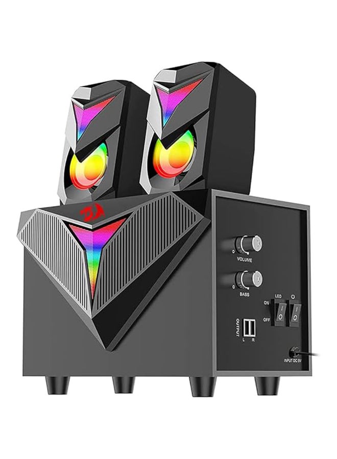 Redragon GS700 Toccata RGB 2.1 Gaming Subwoofer Speakers – Aux 3.5mm Stereo Surround – Heavy Bass sound loudspeakers for