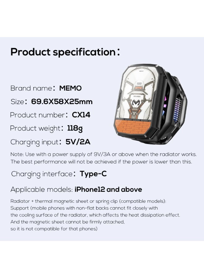 CX14 Magnetic Phone Cooler with Rechargeable Battery – Semiconductor Mobile Cooling Fan, 2-in-1 Magnetic & Clip-On Ice C
