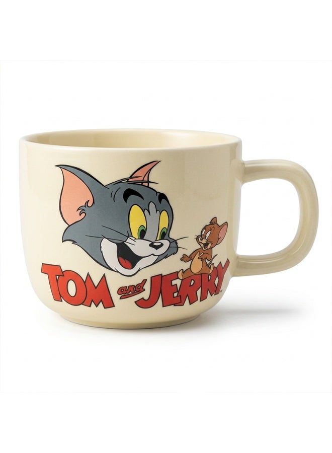 Tom and Jerry Ceramic Mug, Large Capacity Cute Cartoon Coffee Mug with Comfortable Handle, Aesthetic Ceramic Tea Cup for