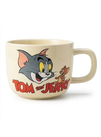 Tom and Jerry Ceramic Mug, Large Capacity Cute Cartoon Coffee Mug with Comfortable Handle, Aesthetic Ceramic Tea Cup for