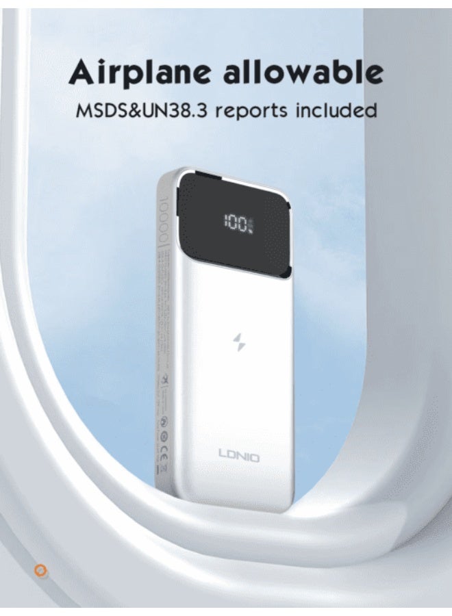 PQ12 10000mAh Magnetic Wireless Power Bank with 15W Wireless Charging, 22.5W Fast Charging Portable Battery Pack, USB-C 