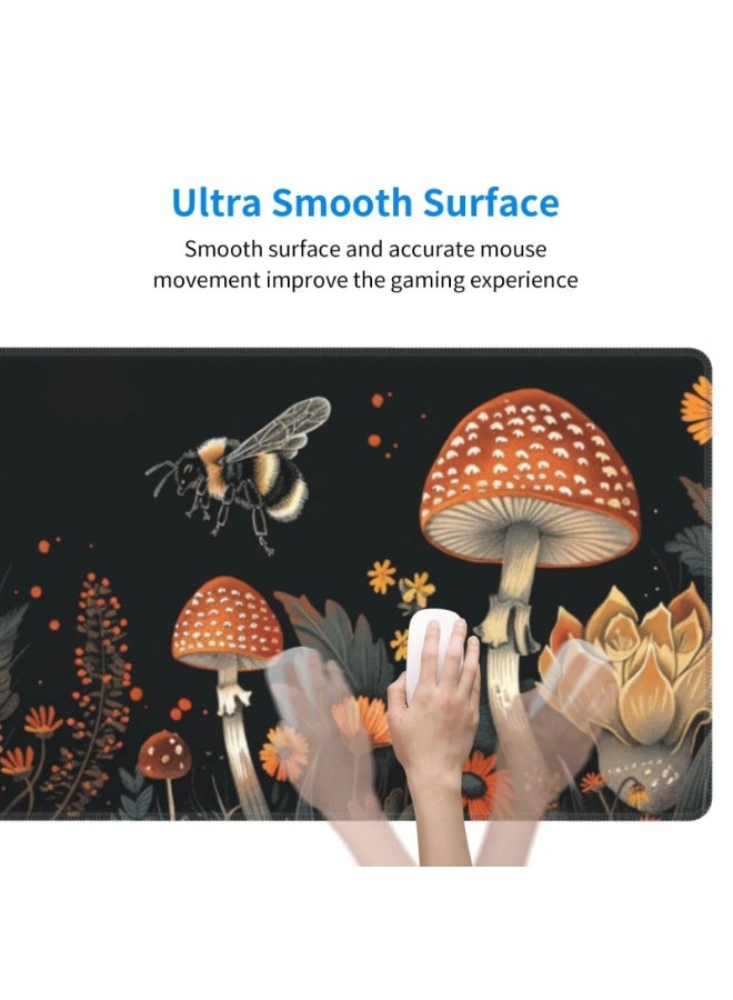 Large gaming mouse pad, 70 x 30 cm, mushroom-shaped design, waterproof surface and durable design, suitable for use on t