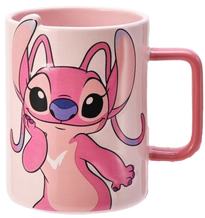 Stitch Angle Ceramic Mug 450ml, Cute Cartoon Coffee Mug, Large Capacity Ceramic Tea Cup with Vibrant Character Design, G