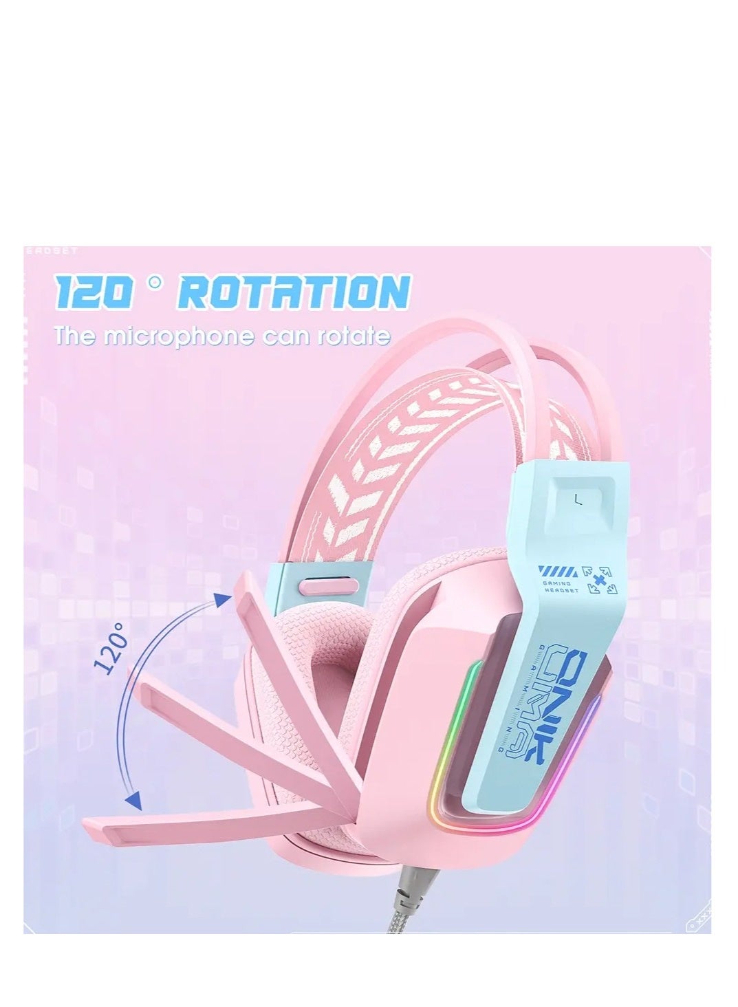 X13 RGB Stereo Sound Gaming Headset Stereo Sound Gaming Headset 120 degree swivel noise Reduction Mic, Cool RGB Light , 