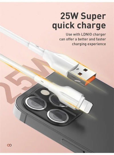 LS841 USB-A to Lightning Fast Charging Cable 1M, 25W High Speed iPhone Charger Cable, USB to Lightning Data Sync Cord, D
