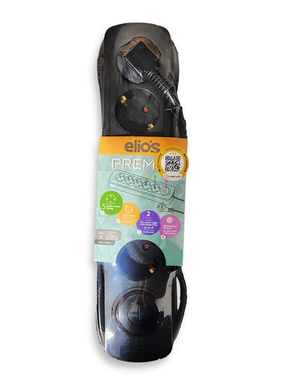 Elios Electric Power Outlets Premio power strip with 5 outlets - Black