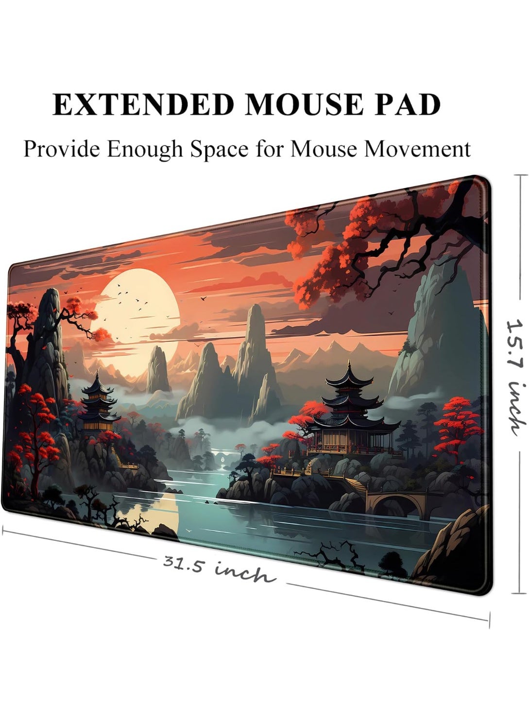 Japanese Sunset Desk Mat Large Mouse Pad Big Desk Pad Japan Extended Gaming Mousepad Large Computer Laptop Keyboard Mat 
