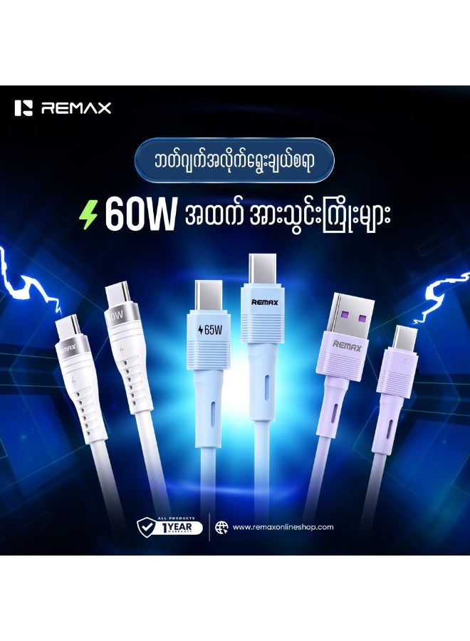 RC-C091 Type-C to Type-C 65W Fast Charging Cable 1M, USB-C Power Delivery Charging and Data Transfer Cable, High Speed U
