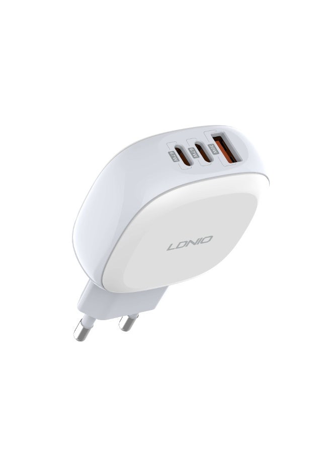 Q3611 Super Fast Charger 67W with 3 Ports (PD + QC 3.0), High Power Output for Smartphones, Tablets & Laptops, Rotatable