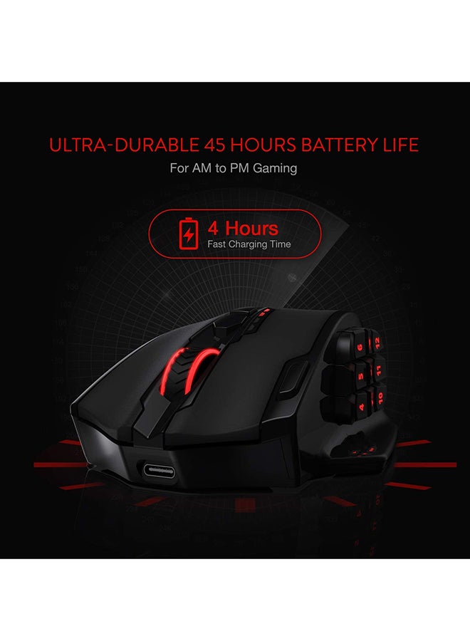 Redragon M913 Impact Elite Wireless & Wired Gaming Mouse – 16,000 DPI Pixart 3335 Sensor, 16 Programmable Buttons (12 Si