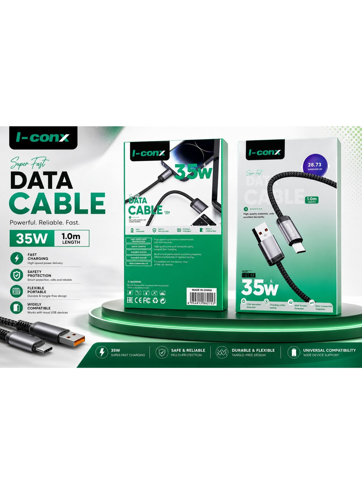 35W USB to Micro Fast Charging Cable, 1M High-Speed Charging and Data Transfer Cable, Durable TPE Charger Cord for Smart