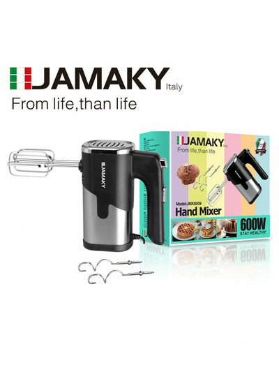 JAMAKY Italy Hand mixer , with Italian technology Stainless Steel, 5 Speeds, 600 Watt, JMK6009, Italian