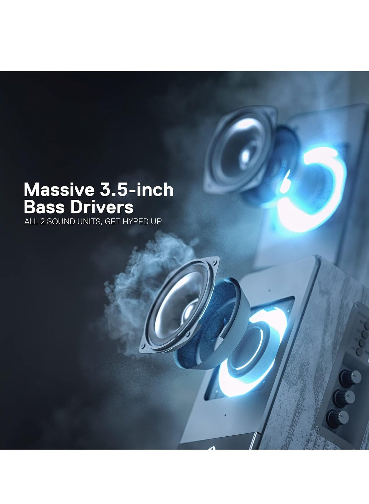 GS813 Wireless Desktop Speakers, 2.0 Channel Bookshelf Speaker with Powerful 20W Output, BT 5.0/3.5mm AUX Connection, En