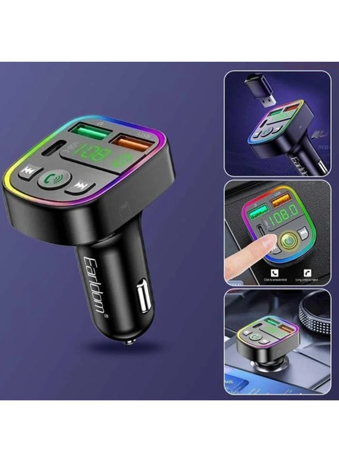 Bluetooth FM Transmitter Car Charger M103 with PD 18W USB-C Fast Charging, Dual USB Ports, Hands-Free Calling, MP3 Playe