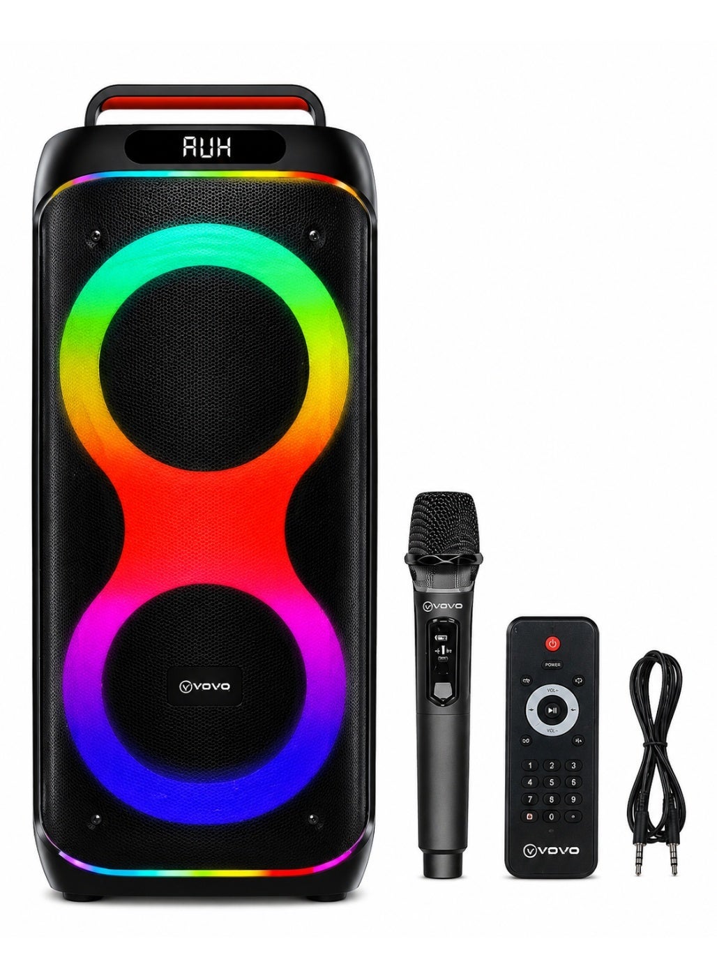 V-2855 Portable Bluetooth Speaker, Double 8-Inch Wireless Party Speaker with Powerful Bass, Rechargeable Karaoke Speaker