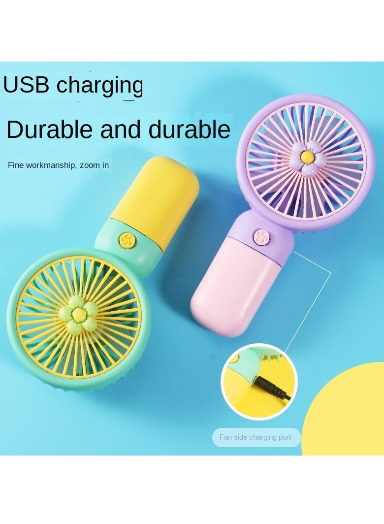 Portable Mini Fan USB Rechargeable Cute 1.5W Small Electric Fan For School ( Green Yellow )