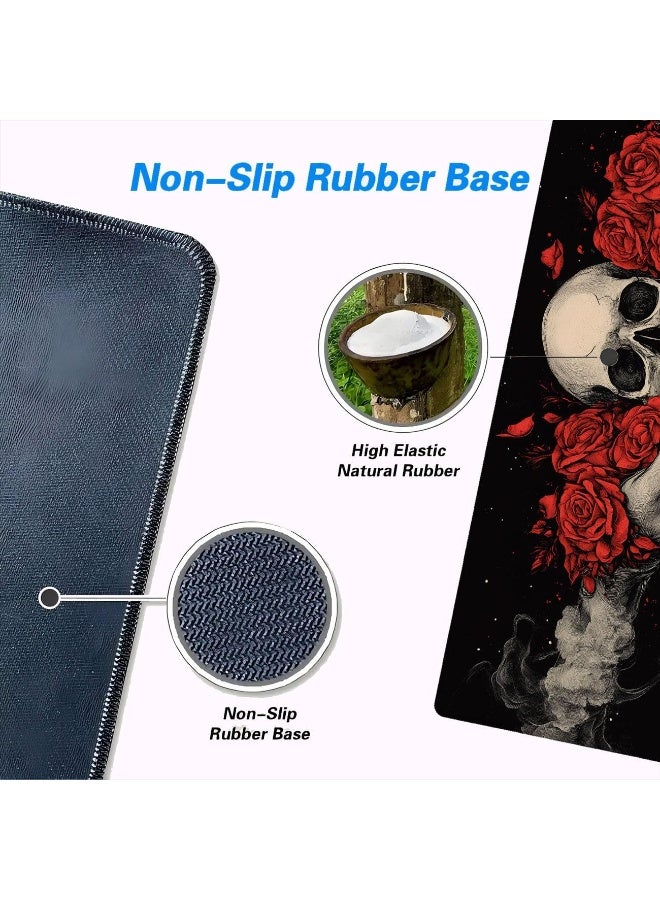 Gothic Skull Gaming Mouse Pad Large Rose Horror Dark Fantasy Mousepad Large Gaming Mouse Pad Laptop Keyboard Mat Non-Sli