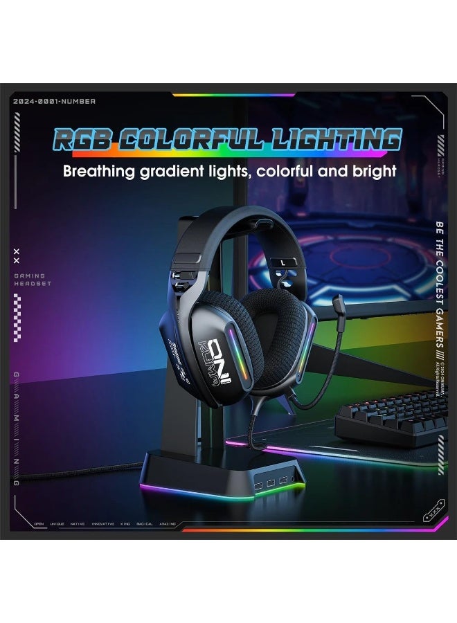 X12 Gaming Headset with RGB Lighting, Noise Isolating Microphone, and Volume Control , Wired Headset with Modern Design 