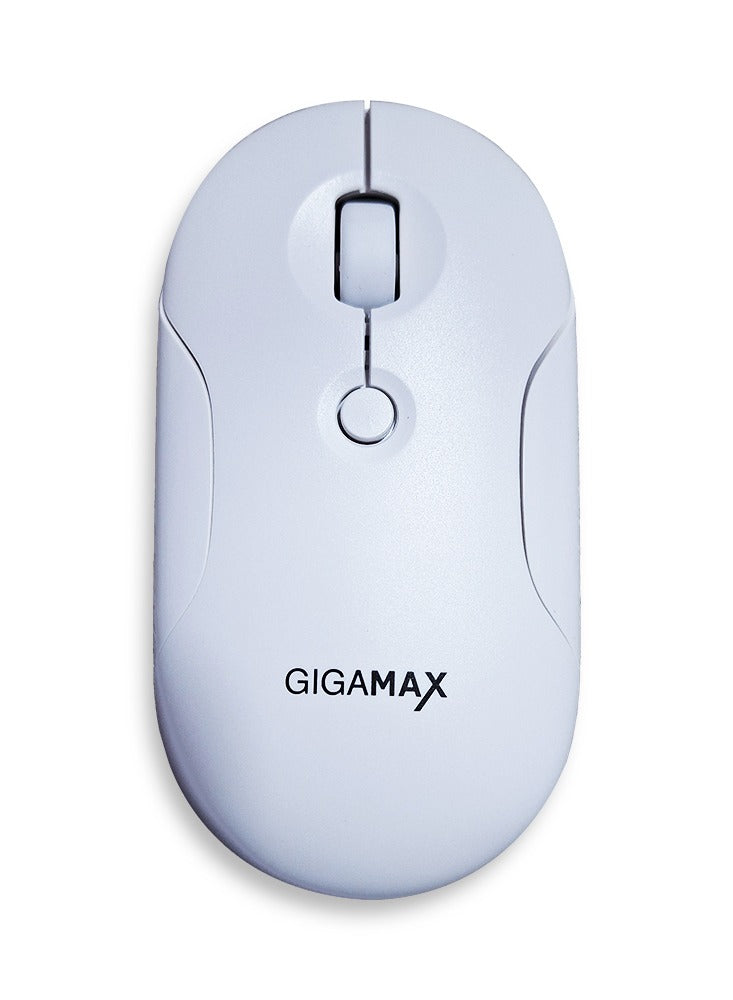 Gigamax Wireless Desk Mouse, G-1200, 1600 DPI Wired/Wireless Functional Mouse with 3 Modes Connectivity, Bluetooth and 2.4G Wireless, 4 Macro Buttons, Long Lasting Rechargeable Battery Capacity and for PC/Mac/Laptop Used in Home and office, White