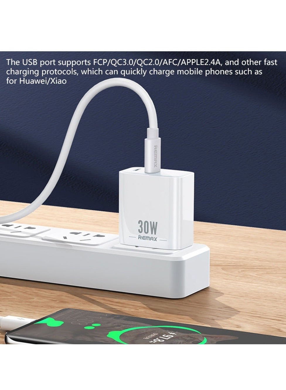 Powerful Charger  RP-U82 , Fast Charger 30W , 2 Ports (QC+PD)  fast and safe charging
