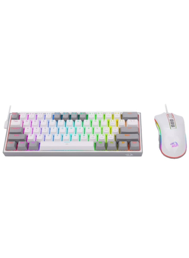 REDRAGON Wired Combination RD-S131 60% Wired Mechanical Keyboard with Wired Gaming Mouse, (White-Grey) / (RGB)