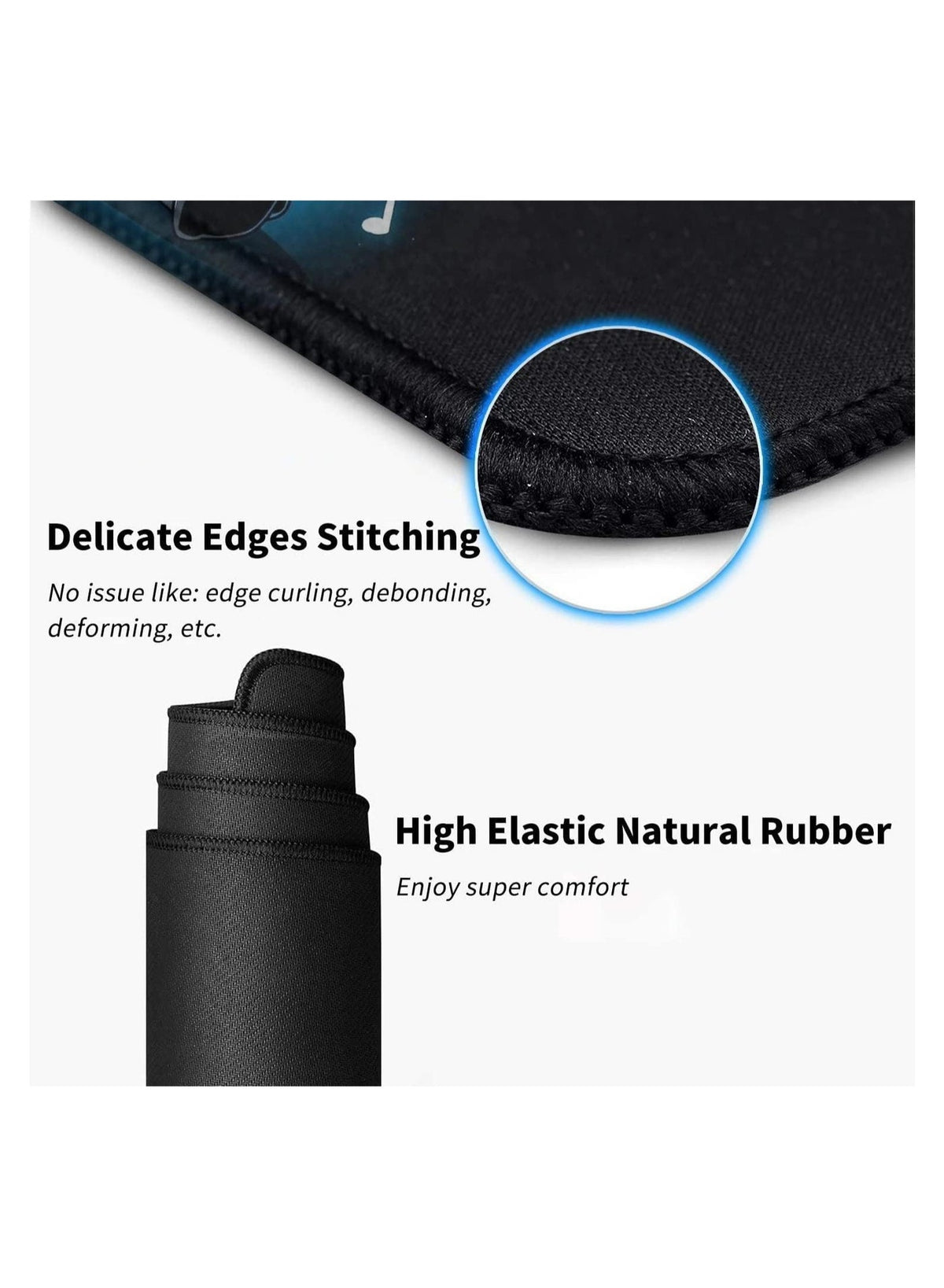 Gaming Mouse Pad Size - DJ PANDA - Stitched Edges Anti-slip rubber base - Optimized for all mouse sensitivities and sens