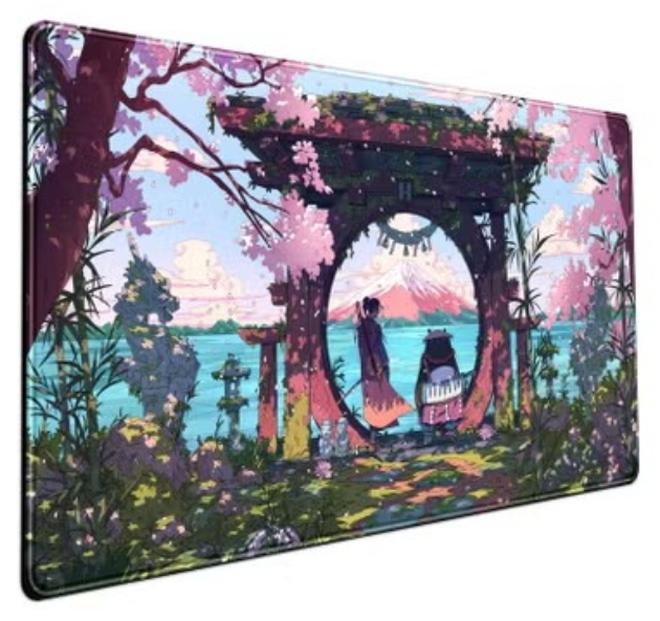 Pink Japan Desk Pad Anime Gaming Green Mouse Pad Large Mouse Pad For Desk Computer Pc Laptop Office Decor For Women, Ani