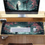 Japanese Full Moon Mouse Pad Desk Pad Samurai Desk Decor Mat, Large Gaming Mouse Pad for Desk Computer Keyboard Laptop, 