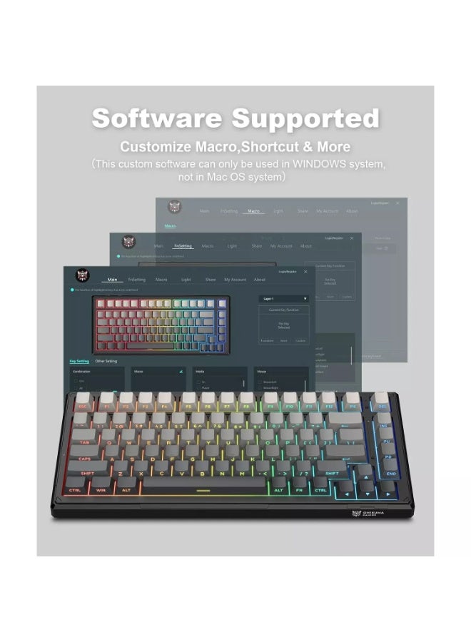 G83 Tri-Mode RGB Mechanical Gaming Keyboard with Bluetooth 5.0, 2.4GHz & Wired USB-C Connectivity, 75% Hot-Swappable Lay
