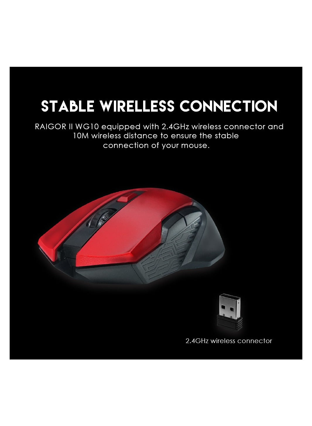 FANTECH Red WG10 Mouse Wireless (2.4GHZ) Gaming Mouse With USB Receiver | Optical Sensor 2,000 DPI - PC/LAPTOP/MAC