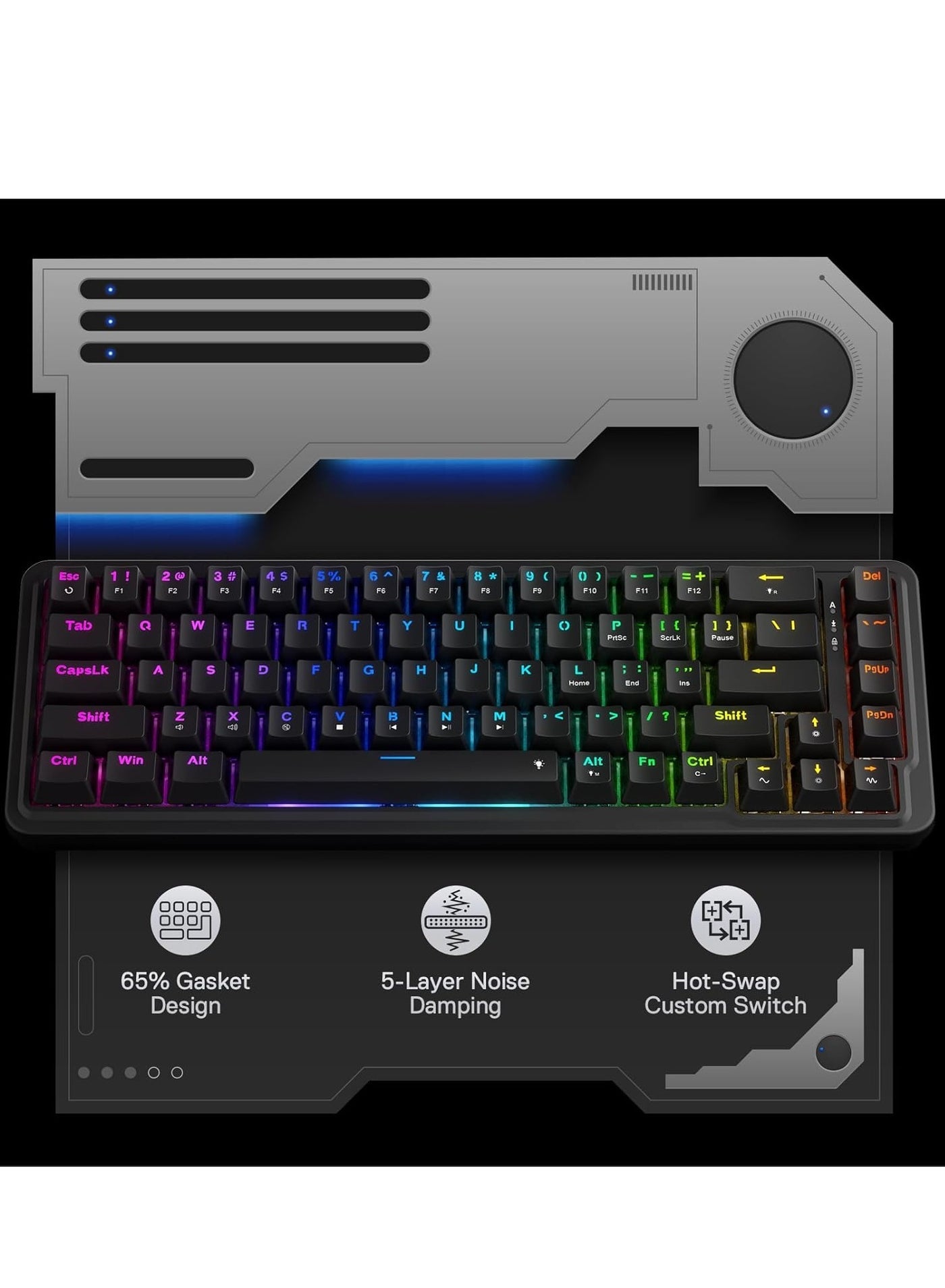 كيبورد ريدراجون K709 بسويتش أحمر مضاء بـ RGB