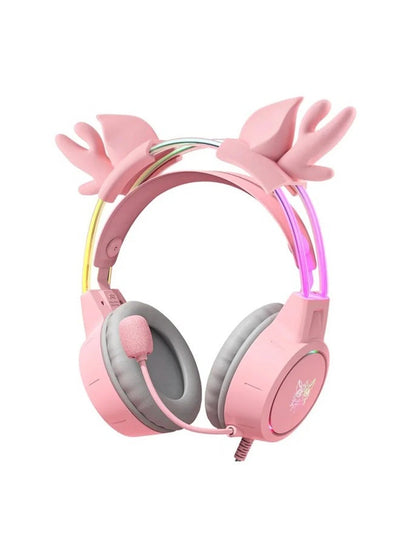 X15 Pro RGB Wired Gaming Headset with Noise Cancelling Microphone and Deer Antlers Design, 50mm Stereo Surround Sound Dr