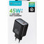 CH-272 65W Smart Fast Wall Charger with LCD Power Display, Dual-Port USB-C & USB-A Charging Adapter, AC 100–240V Travel 