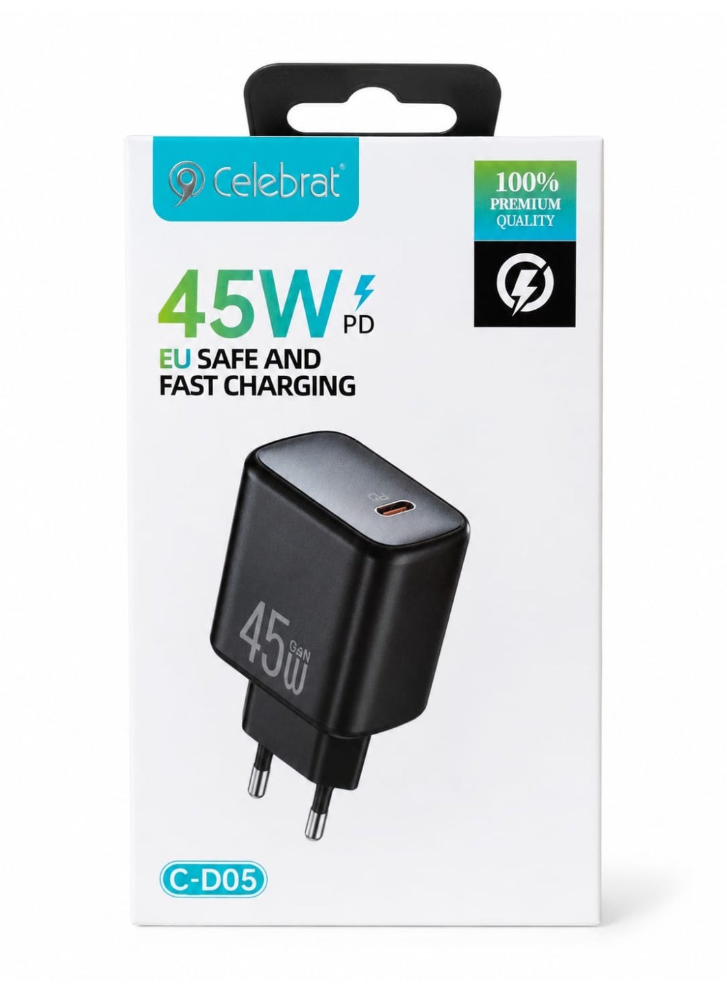 CH-272 65W Smart Fast Wall Charger with LCD Power Display, Dual-Port USB-C & USB-A Charging Adapter, AC 100–240V Travel 