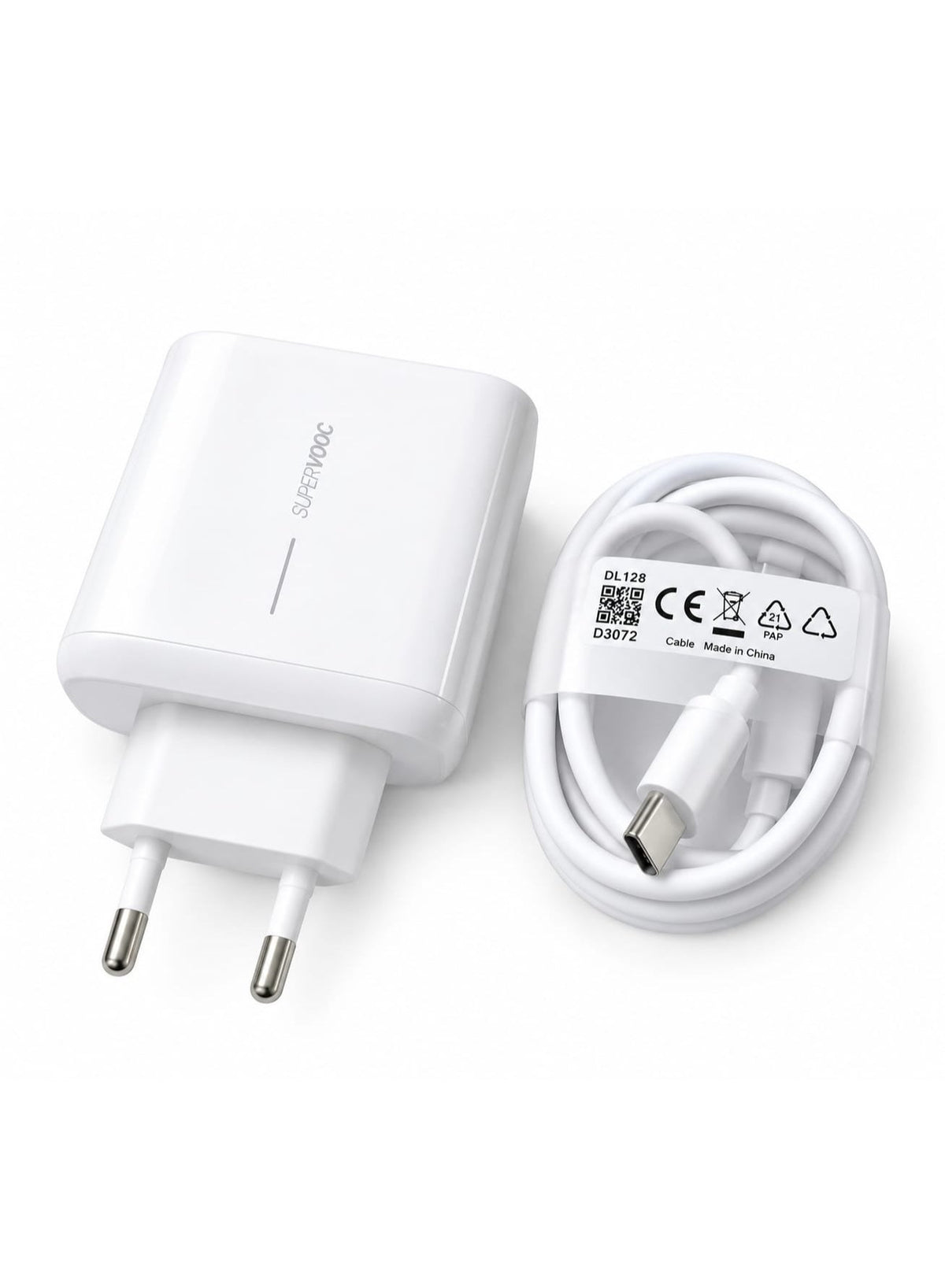 CH-272 65W Smart Fast Wall Charger with LCD Power Display, Dual-Port USB-C & USB-A Charging Adapter, AC 100–240V Travel 