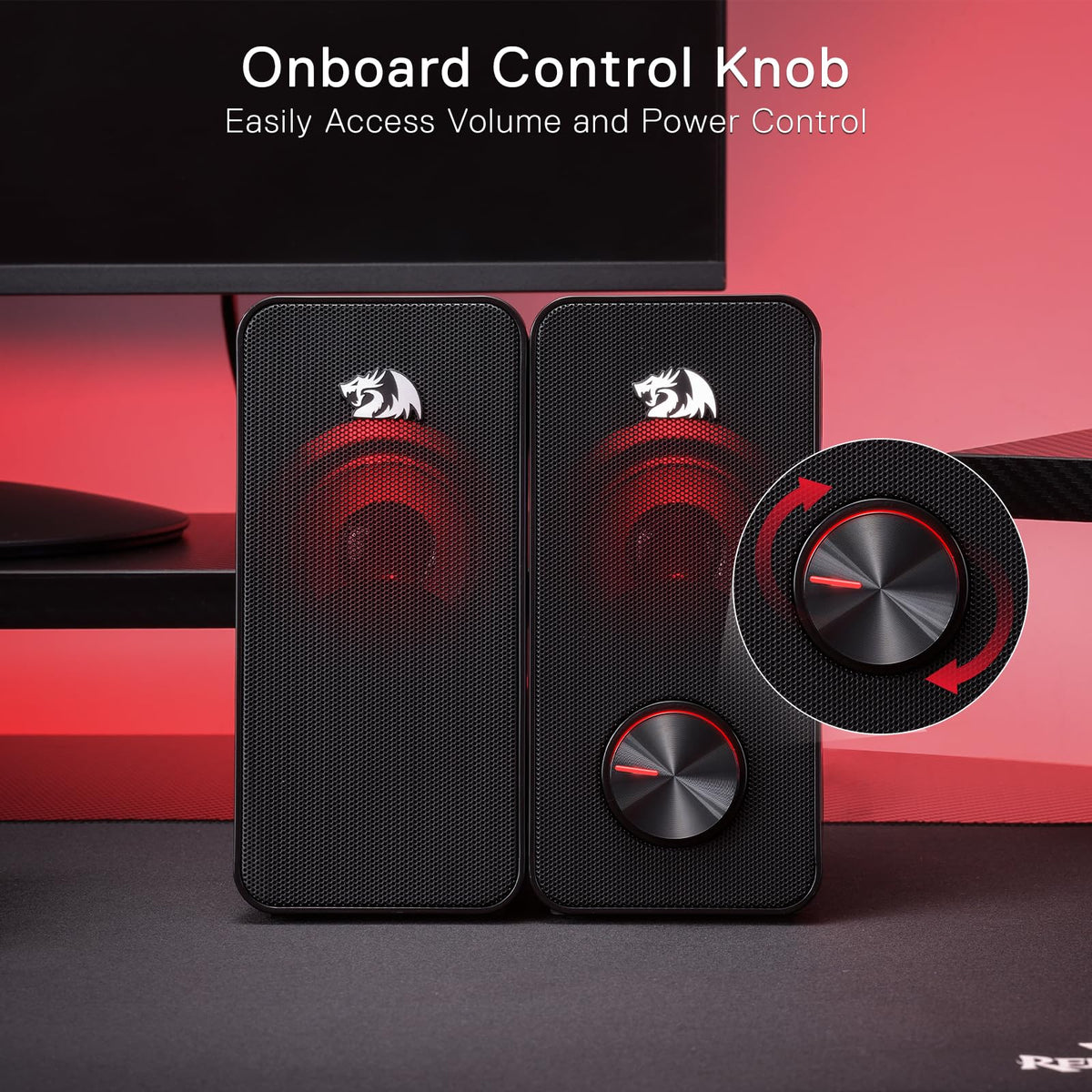 Redragon GS500 Stentor PC Speakers 2.0 Stereo Red LED Black