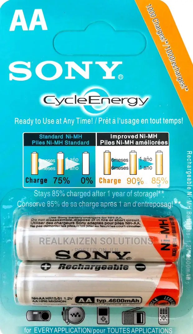 Sony Rechargeable Batteries AA Cycle Energy 4600mAh